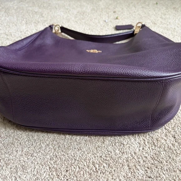 Coach Plum Leather Hobo Bag with Gold Details - Picture 5 of 5